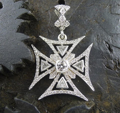 Loree Rodkin Large Diamond and 18K White Gold Maltese Cross Pendant