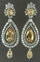 Rare Imperial Topaz and Diamond Earrings in 18K Yellow Gold