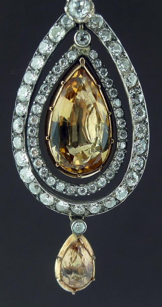 Rare Imperial Topaz and Diamond Earrings in 18K Yellow Gold