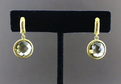 Susan Gordon Smoky Quartz Earrings 22k Yellow Gold