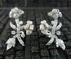 Estate Diamond Clip Earrings in 18K White Gold