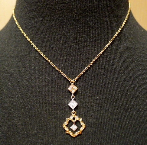 Kamofie Diamond Necklace in Three Tone 18K Gold