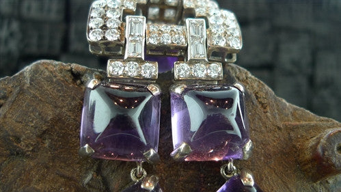 Estate Art Deco Platinum, Amethyst, and Diamond Two Strand Necklace