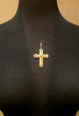 Estate Rose Cut Diamond and 22K Yellow Gold Cross Pendant