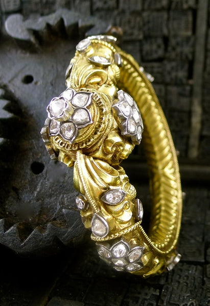 Amrapali Mogul Diamond Bracelet, 18K Yellow Gold and Sterling Silver