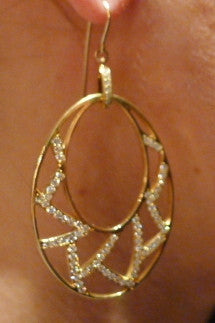 Ron Hami Diamond Lotus Fretwork Hoop Earrings in 18K Gold