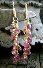 Talisman Unlimited 14K Yellow Gold Pink Tourmaline Hammerwire Drop Earrings