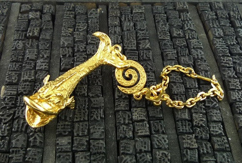 Robert Goossens Gold-Plate Approx. 3" Pisces Zodiac Key Chain