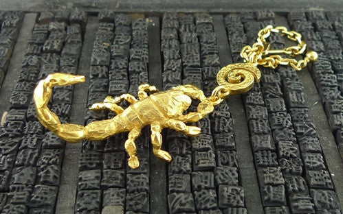 Robert Goossens Gold-Plate Approx. 3" Scorpio Zodiac Key Chain