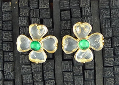 Robert Goossens Shamrock/Flower Clip Earrings