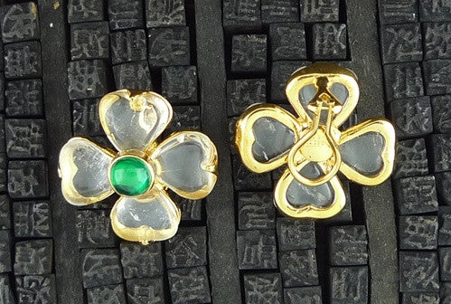 Robert Goossens Shamrock/Flower Clip Earrings