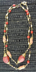 Robert Goossens 24K Yellow Gold Vermeil and  Coral Necklace