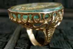 Antique Venetian Glass Ring in Yellow Gold