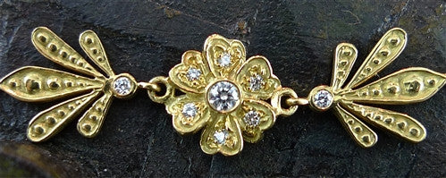 Jamie Wolf 18K Yellow Gold and Diamond Flower Bracelet