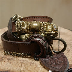 Hollywood Trading Company Brown Metal Belt