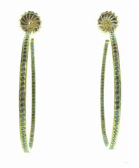 Dominique Cohen 18K Yellow Gold and Green Diamond Hoop Earrings