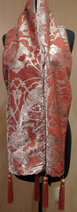 Corem Rose Venetian Silk Velvet Hand Painted Scarf with Tassels