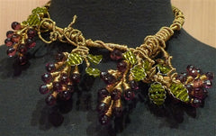 Mindy Lam Amethyst Swarovski Crystal Grape Clusters on Bronze Wire Necklace