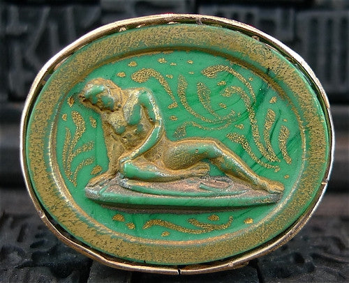 Antique Venetian Glass Intaglio Ring of Narcissus