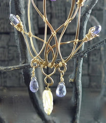 Kuumba Iolite and Carved Mother of Pearl Earrings