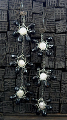 Rachel Abroms Petal Earrings in Black Jet and Pearl