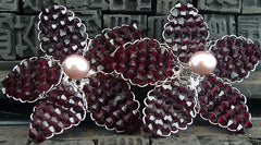 Mindy Lam Red Swarovski Crystal Large Flower Earrings