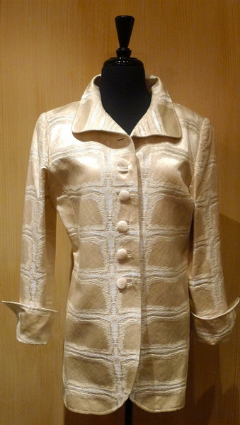 Quadrille Custom Silk Croc Embossed Cream Hacking Jacket