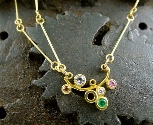 Gretchen Julius 18K Yellow Gold with Mixed Gemstone Necklace