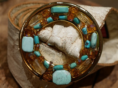 Rachel Abroms Crystal Gold and Turquoise Belt