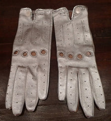 Shaneen Huxham Silver Metallic Leather Driving Gloves