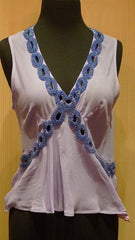 Tanja Pignatelli Lavender Camisole Shirt with Periwinkle Beaded Neckline