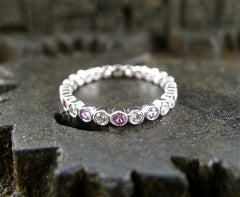 Beverly K 18K White Gold, Pink Sapphire and Diamond Eternity Band Ring