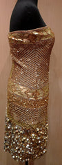 Farah Khan Tori Gold Sequined Cocktail Dress