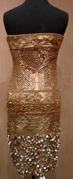 Farah Khan Tori Gold Sequined Cocktail Dress