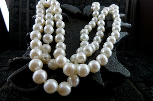 Siman Tu Triple Strand of Pearls Necklace with CZ Floral Clasp