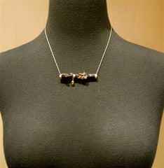 Pade Vavra 18K Yellow Gold Necklace with Black Coral Branch, Diamond Butterfly, and 18K Gold Acorn