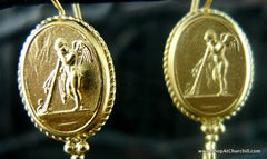 Extasia Pate De Verre Gold Plated Intaglio with Bronze Pearl Drop Earring