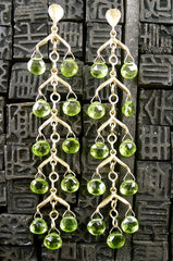 Talisman Unlimited Fishbone Hammered Pear Peridot Earrings in 14K Yellow Gold