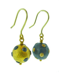 Yossi Harari 24K Yellow Gold and Blackened Gilver Libra Freckle Drop Earrings