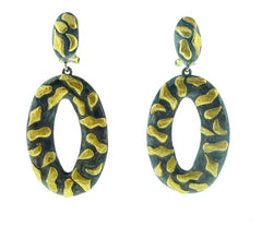 Yossi Harari 24K Yellow Gold and Blackened Gilver Libra Chandelier Earrings