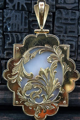 Russian MicroMosaic Madonna & Child Pendant in 18K Yellow Gold and Diamonds Necklace