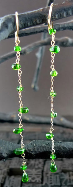 Sonya Ooten Polished Chrome Diopside Drop Earrings in 14K Yellow Gold