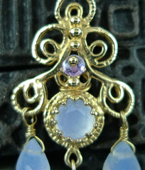 Becky Kelso 18K Yellow Gold and Lavendar Chalcedony Drop Earrings