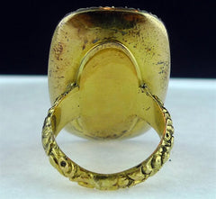 Georgian 18K Yellow Gold, Imperial Topaz and Diamond Ring Circa 1800