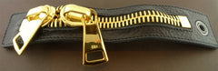 Ronald Pineau Calf Skin Black Zipper Magnet Bracelet (Oro)