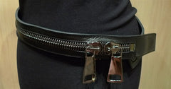 Ronald Pineau Zipper Calf Skin Belt (Gunmetal)