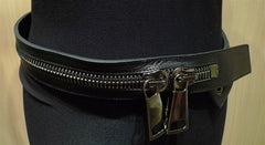 Ronald Pineau Zipper Calf Skin Belt (Gunmetal)