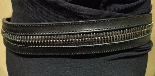 Ronald Pineau Zipper Calf Skin Belt (Gunmetal)