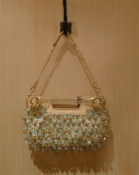 Rafe Beaded Purse in Mint and Gold