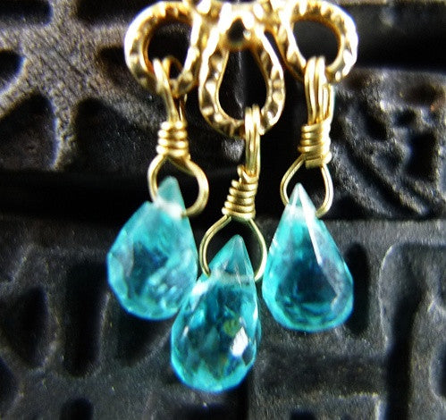 Becky Kelso 14K Yellow Gold, Blue Topaz, and Chalcedony Earrings